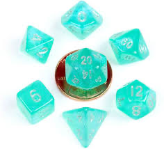 Mini 10mm Polyhedral Dice Set - Stardust Teal