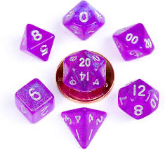 16mm Acrylic Poly Dice Set - Stardust: Purple