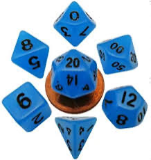 Mini 10mm Polyhedral Dice Set - Glow Blue